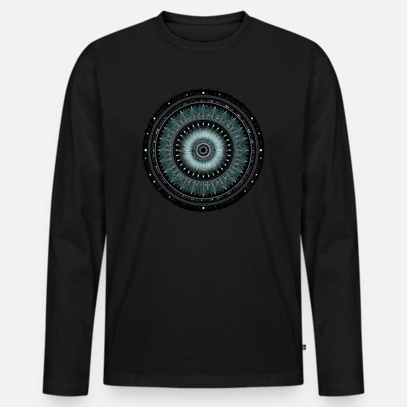 Mandala Ethno Style - Männer Premium Bio Langarmshirt - Schwarz