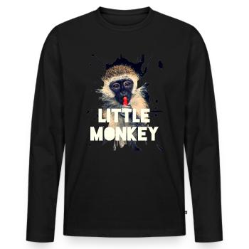 monkey - Men's Premium Organic Long Sleeve Shirt - black - Front - Nico (187cm)