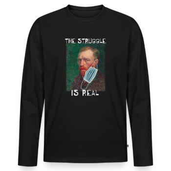 Van Gogh Masque drôle social distancing cadeau - T-shirt manches longues Premium bio Homme - noir - Devant - Nico (187cm)