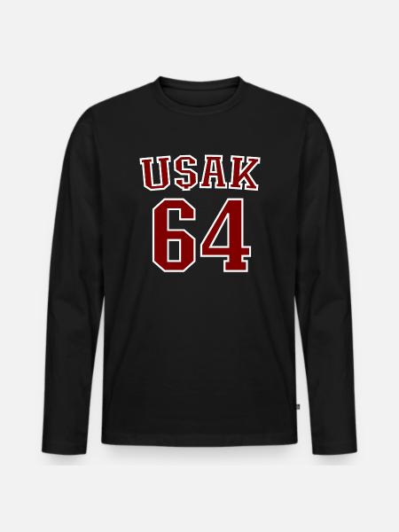 Usak 64 - Männer Premium Bio Langarmshirt - Schwarz