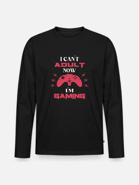 Lustiger Gamer Spruch - Männer Premium Bio Langarmshirt - Schwarz