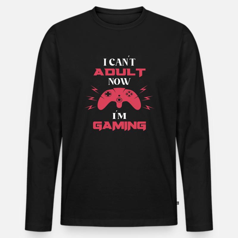 Lustiger Gamer Spruch - Männer Premium Bio Langarmshirt - Schwarz