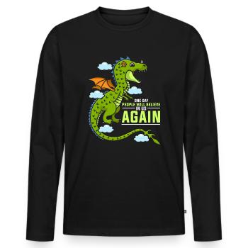 Ich liebe Drachen, Drachen, Drachen Liebhaber - Männer Premium Bio Langarmshirt - Schwarz - Vorne - Nico (187cm)