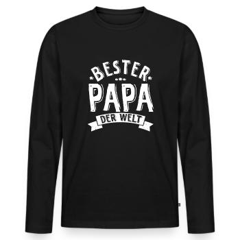 Bester Papa - Männer Premium Bio Langarmshirt - Schwarz - Vorne - Nico (187cm)