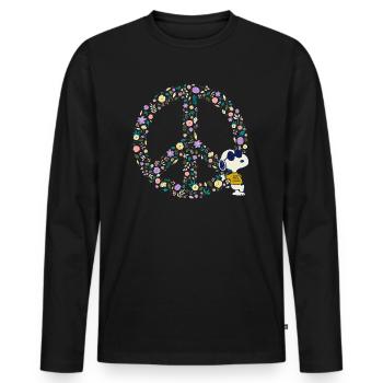 Peanuts Snoopy Peace Zeichen Frieden - Männer Premium Bio Langarmshirt - Schwarz - Vorne - Nico (187cm)