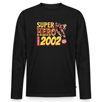 Super Heroes Since 2002 - 20th Anniversary - Men's Premium Organic Long Sleeve Shirt - black - Front - Nico (187cm)