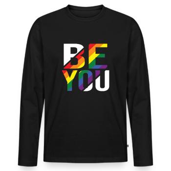 Be You Gay Pride Gay CSD Arc-en-ciel - T-shirt manches longues Premium bio Homme - noir - Devant - Nico (187cm)