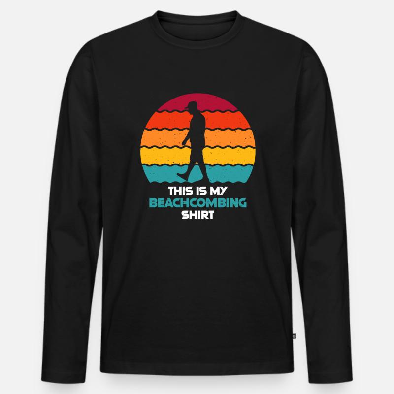 Beachcombing - Männer Premium Bio Langarmshirt - Schwarz