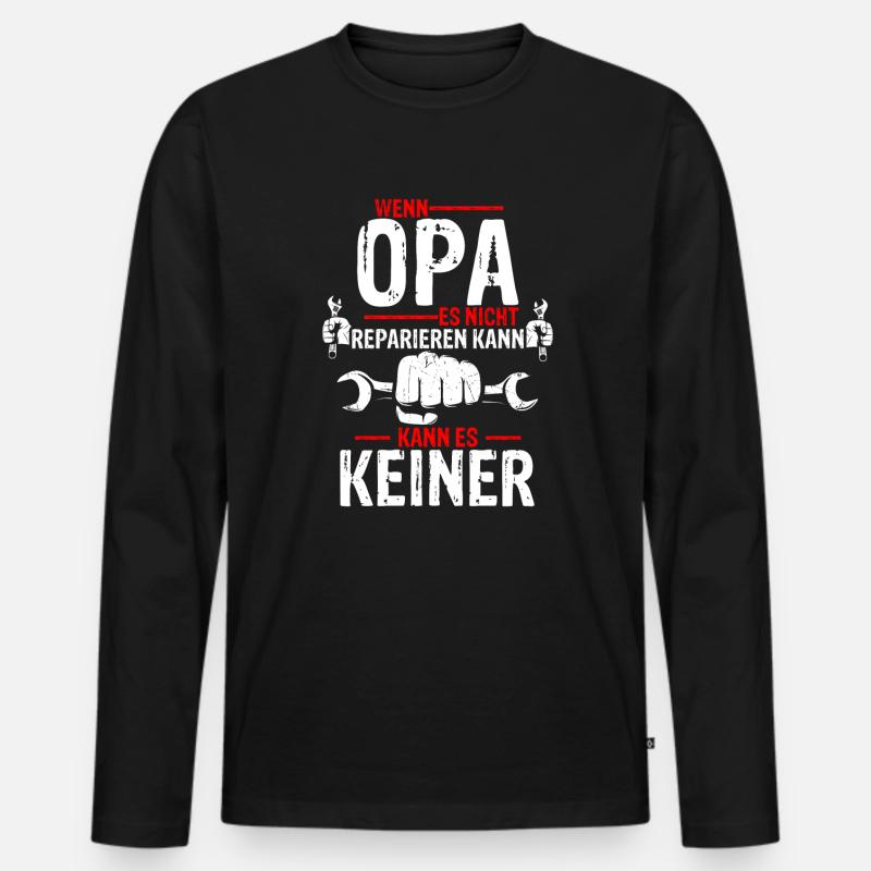 Opa - Männer Premium Bio Langarmshirt - Schwarz