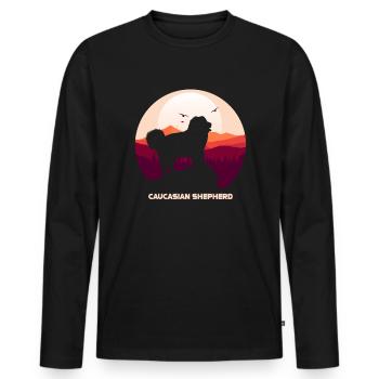 Chien de berger du Caucase Ovcharka - T-shirt manches longues Premium bio Homme - noir - Devant - Nico (187cm)