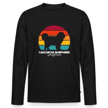 Chien de berger du Caucase Ovcharka - T-shirt manches longues Premium bio Homme - noir - Devant - Nico (187cm)