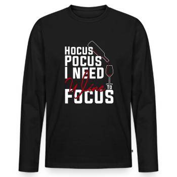Hokuspokus Ich brauche Wein zur Konzentration - Männer Premium Bio Langarmshirt - Schwarz - Vorne - Nico (187cm)