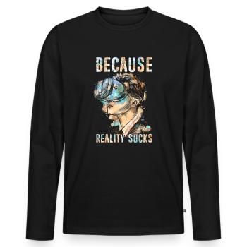 VR Gamer Réalité Virtuelle - T-shirt manches longues Premium bio Homme - noir - Devant - Nico (187cm)