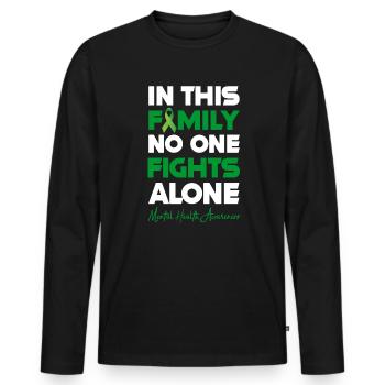 In this family, no one fights alone Mental B - Men's Premium Organic Long Sleeve Shirt - black - Front - Nico (187cm)