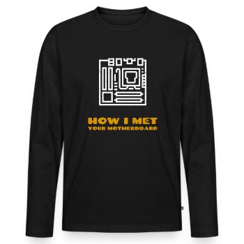 Lustige informative Geek-T-Shirt Motherboard Refer - Männer Premium Bio Langarmshirt - Schwarz - Vorne - Nico (187cm)
