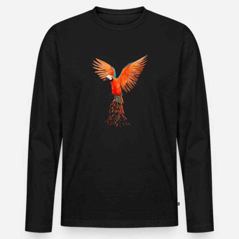 Bunte Ara-Papageien - Modernes Vogeldesign - Männer Premium Bio Langarmshirt - Schwarz