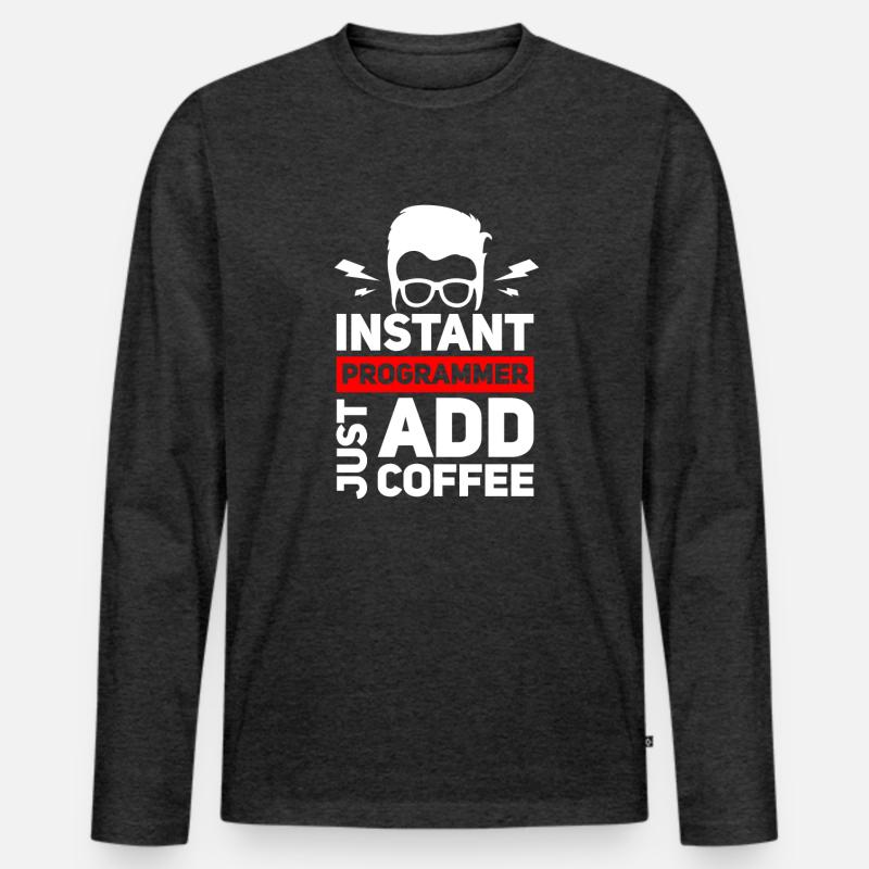 Funny Programmer's Coffee for Coder Men's Premium Organic Long Sleeve Shirt