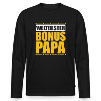 Bonus Papa - Männer Premium Bio Langarmshirt - Schwarz - Vorne - Nico (187cm)