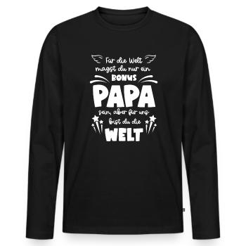 Bonus Papa - Männer Premium Bio Langarmshirt - Schwarz - Vorne - Nico (187cm)