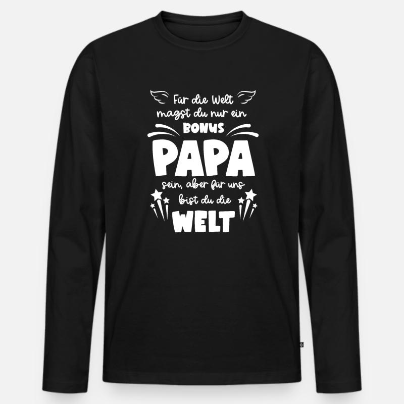 Bonus Papa - Männer Premium Bio Langarmshirt - Schwarz