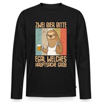 Zwei Bier bitte Hauptsache Groß - Männer Premium Bio Langarmshirt - Schwarz - Vorne - Nico (187cm)