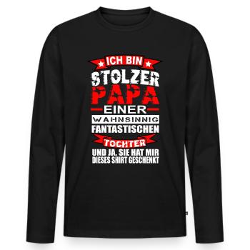 Vater Tochter Geschenk stolzer Papa Geschenkidee - Männer Premium Bio Langarmshirt - Schwarz - Vorne - Nico (187cm)