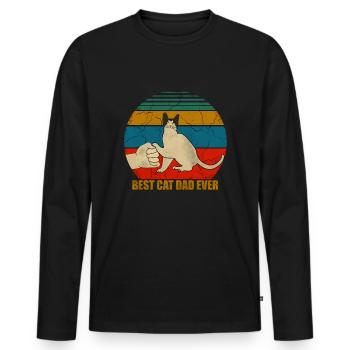 Chats papa, chat papa, chatons, chaton, design rétro, - T-shirt manches longues Premium bio Homme - noir - Devant - Nico (187cm)