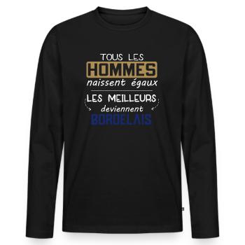 Bordelais - Aquitaine - Ville - France - Cadeau - T-shirt manches longues Premium bio Homme - noir - Devant - Nico (187cm)