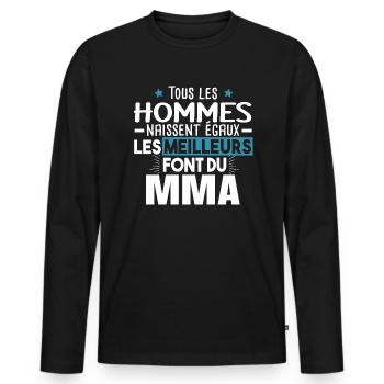 MMA Boxe Sport Cadeau Humour Ju-Jitsu Krav Maga - T-shirt manches longues Premium bio Homme - noir - Devant - Nico (187cm)