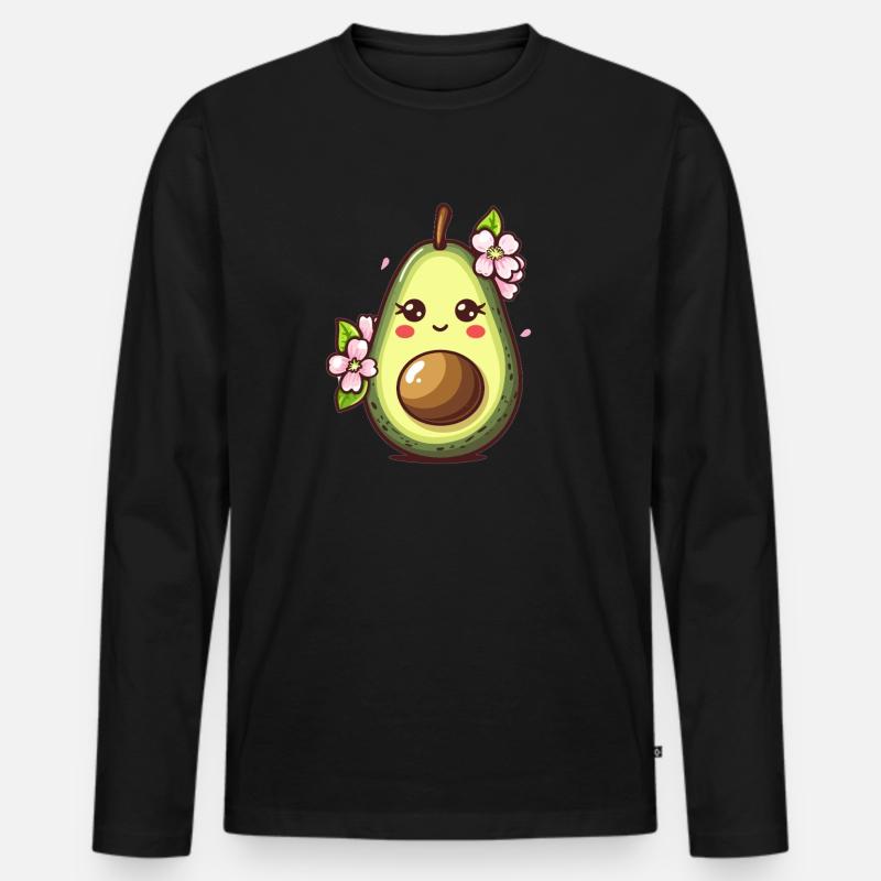Ästhetische Avocado Frucht - Männer Premium Bio Langarmshirt - Schwarz