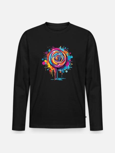 Bunte Lutscher Kunst - Männer Premium Bio Langarmshirt - Schwarz