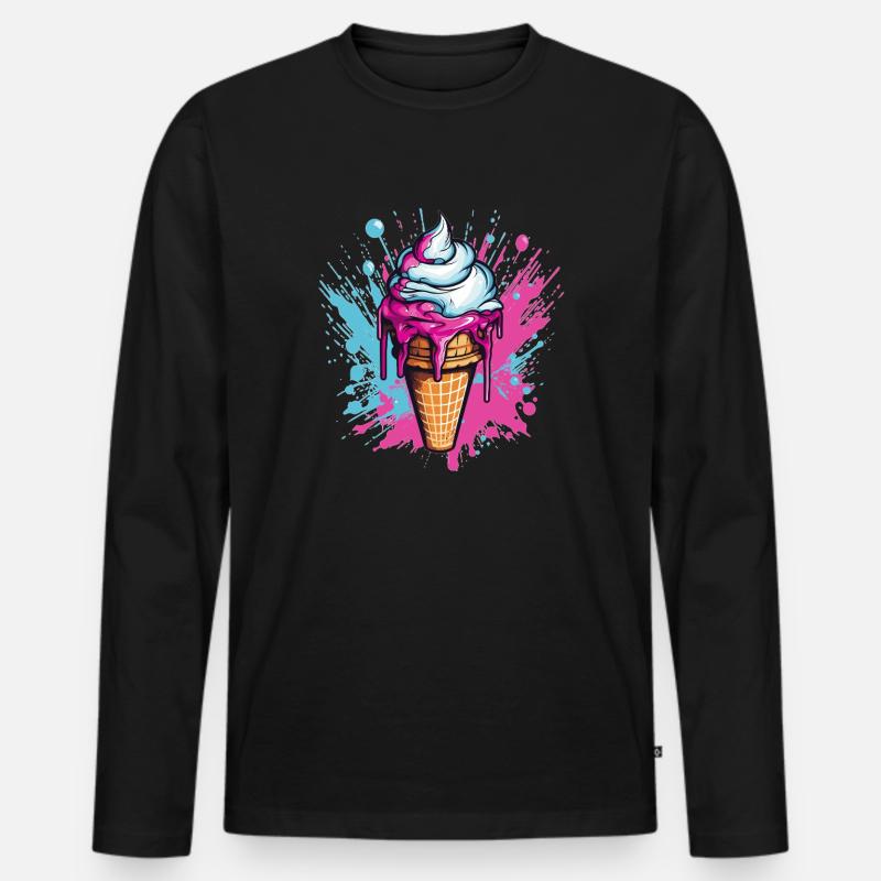 Eiscreme im Pop-Art Style - Männer Premium Bio Langarmshirt - Schwarz
