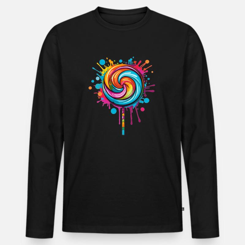 Bunte Lollipop-Explosion - Männer Premium Bio Langarmshirt - Schwarz
