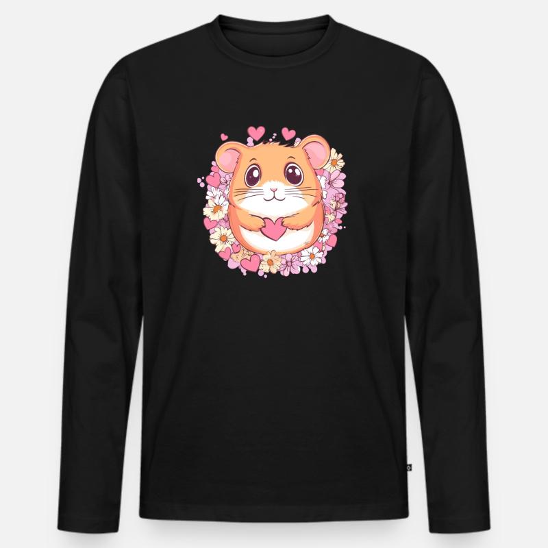 Hamster mit Herz - Männer Premium Bio Langarmshirt - Schwarz