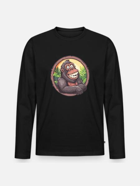 Laughing Gorilla Jungle - Men's Premium Organic Long Sleeve Shirt - black