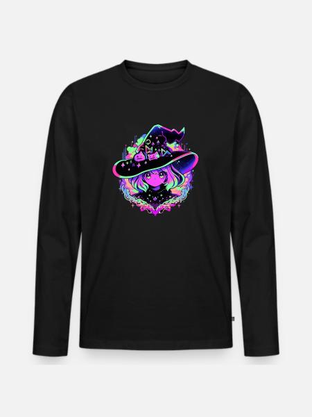 Neon Hexenmädchen - Männer Premium Bio Langarmshirt - Schwarz