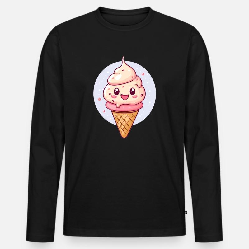 Glückseis mit Gesicht - Männer Premium Bio Langarmshirt - Schwarz