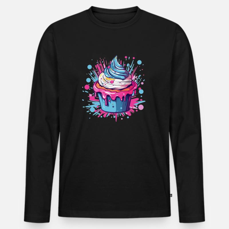 Bunter Cupcake Pop-Art - Männer Premium Bio Langarmshirt - Schwarz