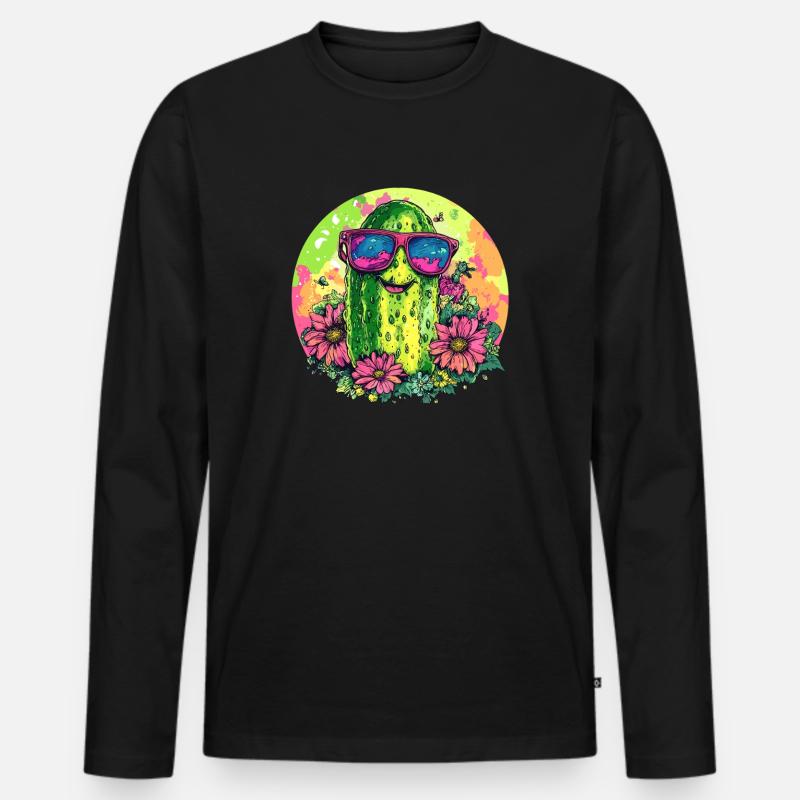 Cooler Gurkenfreund - Männer Premium Bio Langarmshirt - Schwarz