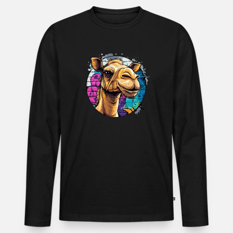 Graffiti Kamel Style - Männer Premium Bio Langarmshirt - Schwarz