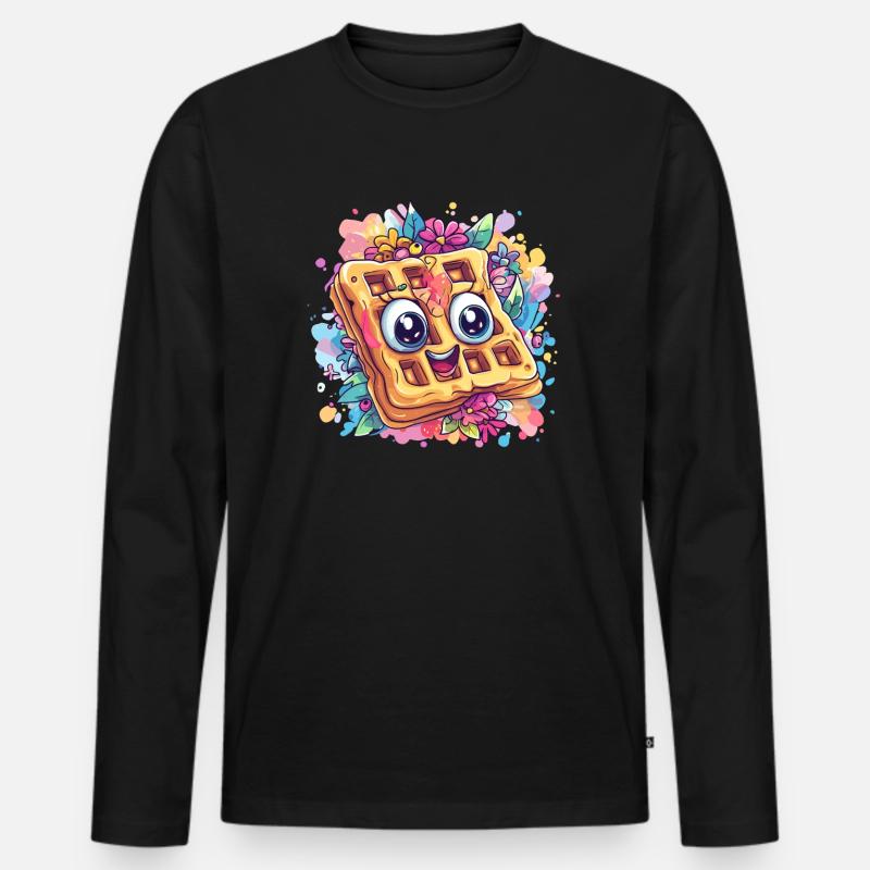 Fröhliche Waffelparty - Männer Premium Bio Langarmshirt - Schwarz