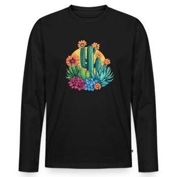 Cactus garden in sunlight - Men's Premium Organic Long Sleeve Shirt - black - Front - Nico (187cm)