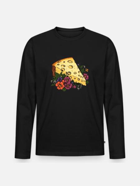 Cheese with flowers - Men's Premium Organic Long Sleeve Shirt - black