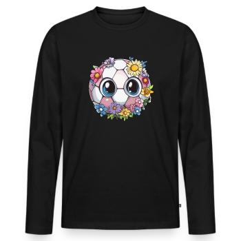 Football with flower eyes - Men's Premium Organic Long Sleeve Shirt - black - Front - Nico (187cm)