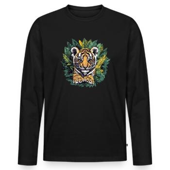Tiger cub in the jungle - Men's Premium Organic Long Sleeve Shirt - black - Front - Nico (187cm)