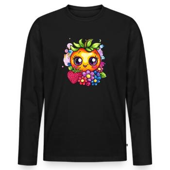 Fruchtiges Sommergesicht - Männer Premium Bio Langarmshirt - Schwarz - Vorne - Nico (187cm)
