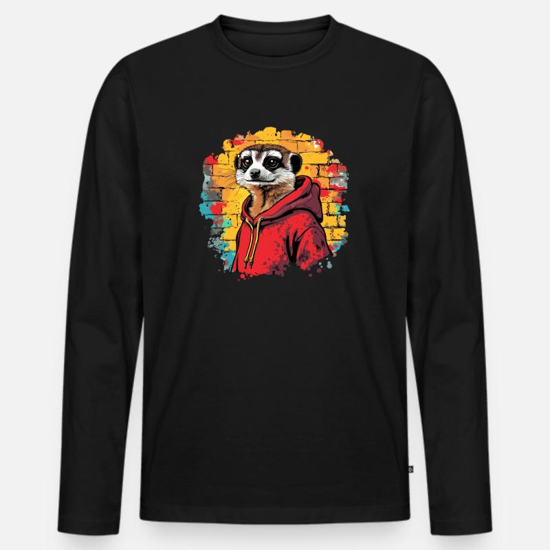 Cooles Erdmännchen - Männer Premium Bio Langarmshirt - Schwarz