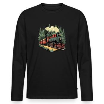 Forest train in the sunlight - Men's Premium Organic Long Sleeve Shirt - black - Front - Nico (187cm)