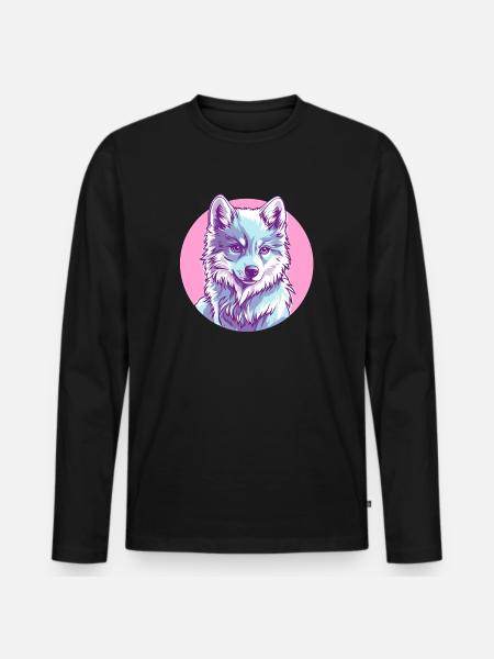 Arctic Wolf in Pink - Men's Premium Organic Long Sleeve Shirt - black