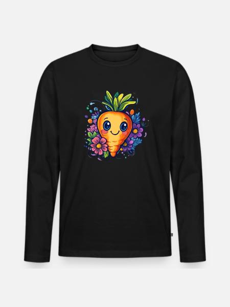 Cheerful Flower Carrot - Men's Premium Organic Long Sleeve Shirt - black
